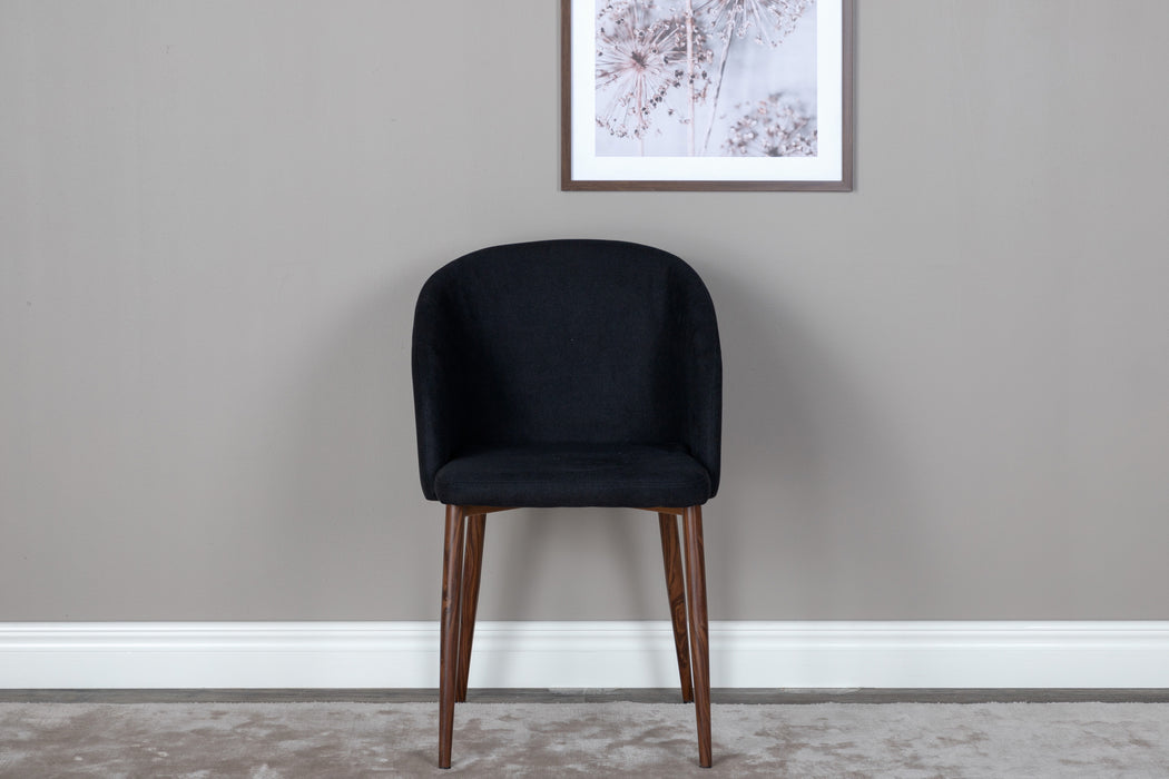 2 stk. Arch Dining Chair - Valnøddetræben - Sort Stoff