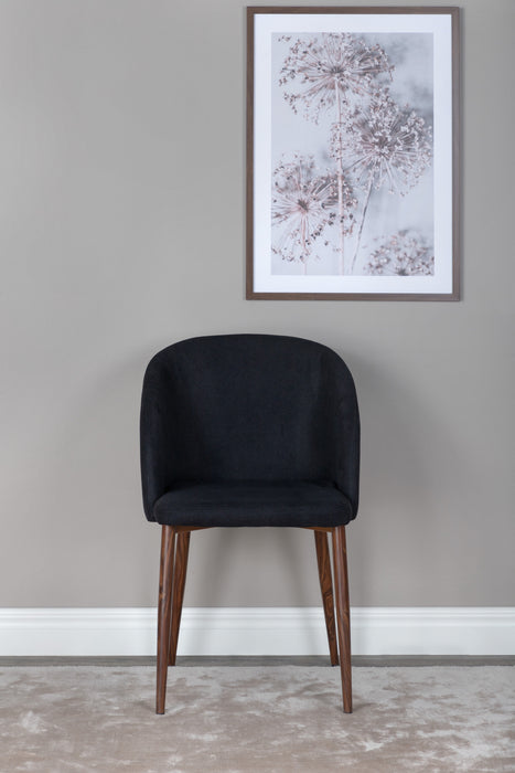 2 stk. Arch Dining Chair - Valnøddetræben - Sort Stoff