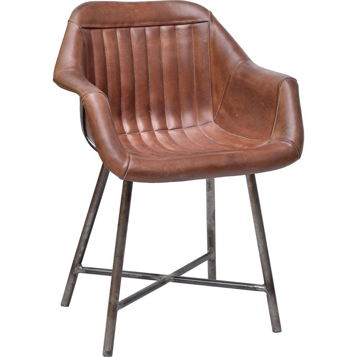 Icon spisebordsstol med armlæn - læder - brun