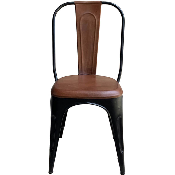 Living spisebordsstol med høj ryg - sort med læder