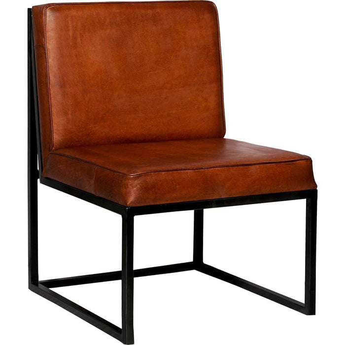 Perry loungestol med læder - brun