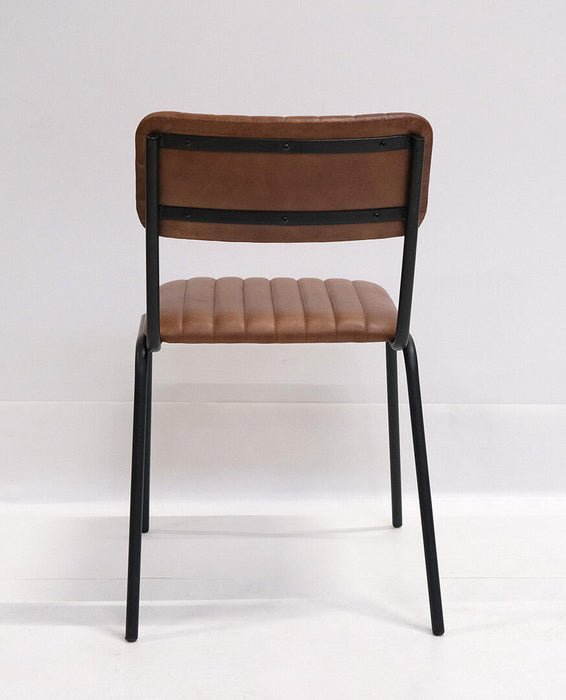 Diner spisebordsstol med quiltet læder - brun/sort