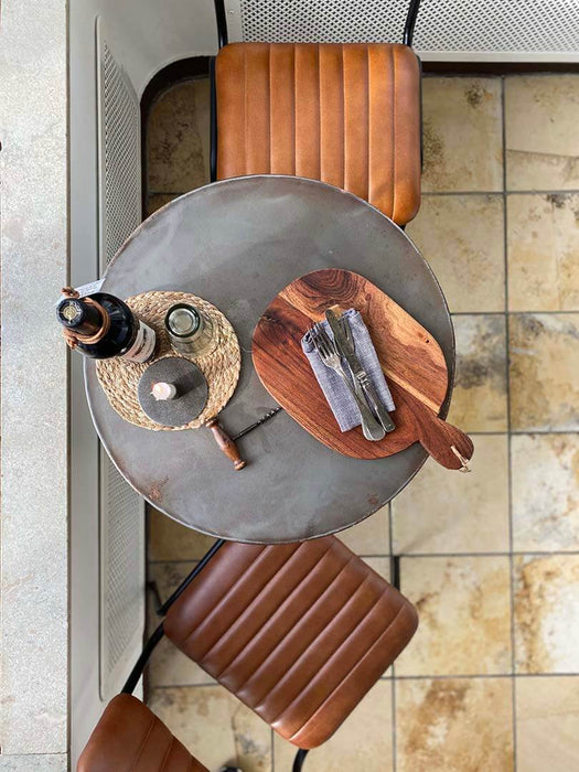 Diner spisebordsstol med quiltet læder - brun/sort