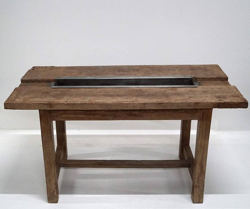 Unique spisebord med metalkasse - 153x76xH82 cm