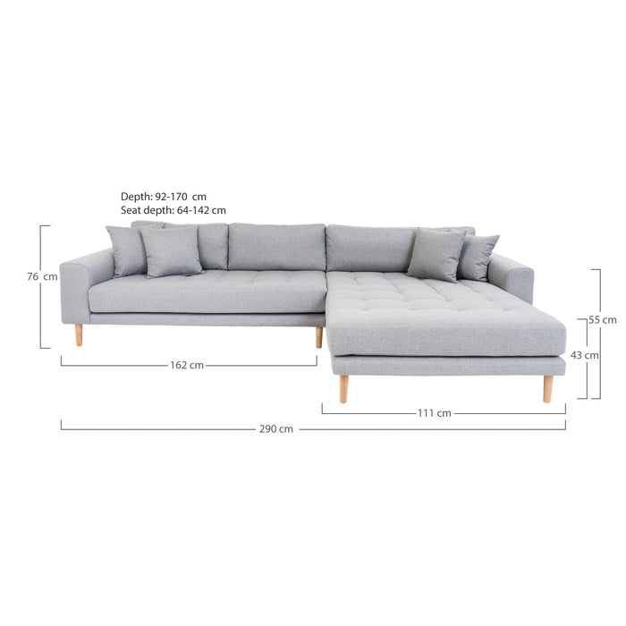 Lido Lounge Sofa - lysegrå - højrevendt