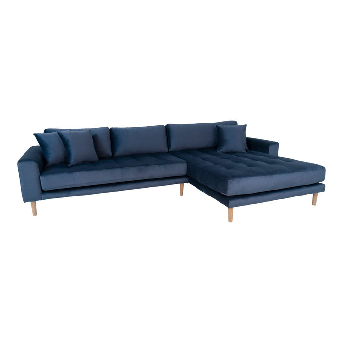 Lido Lounge Sofa - Mørkeblå velour - højrevendt