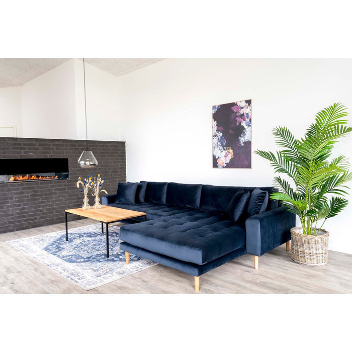 Lido Lounge Sofa - Mørkeblå velour - højrevendt
