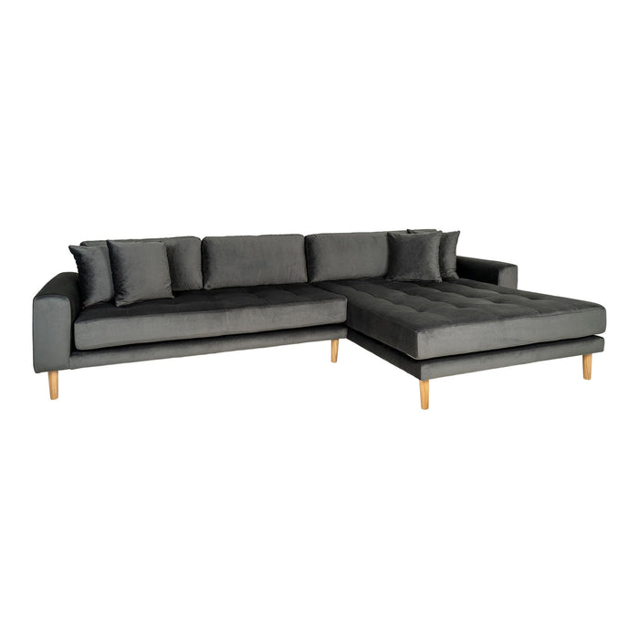 Lido Lounge Sofa - Mørkegrå velour - højrevendt