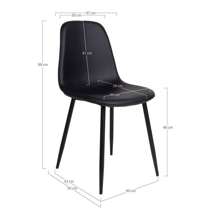 2 stk. Stockholm Spisebordsstol - sort m. sorte ben - PU læder