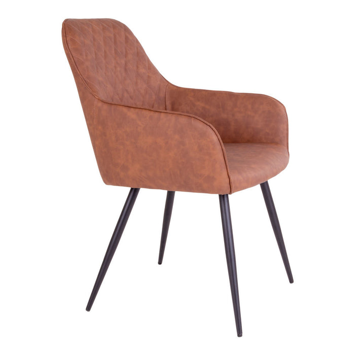 2 stk. Harbo Spisebordsstol - brun - PU læder