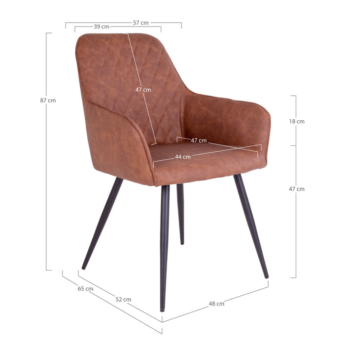 2 stk. Harbo Spisebordsstol - brun - PU læder