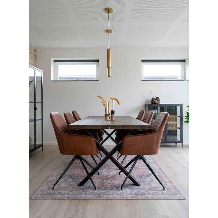 Harbo Spisebordsstol med Drejefod - brun - PU læder