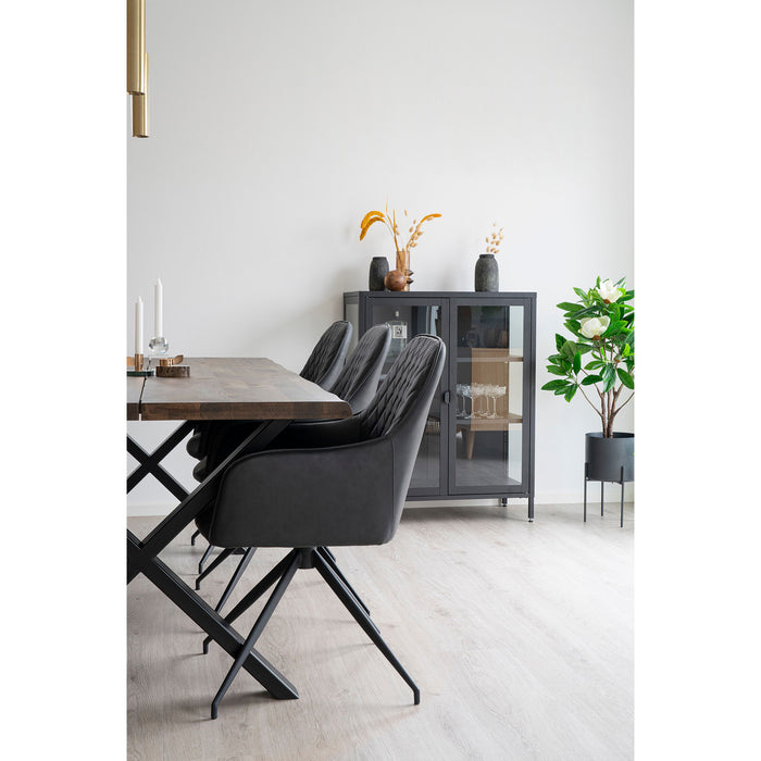 Harbo Spisebordsstol med Drejefod - mørkegrå - PU læder