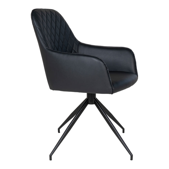 Harbo Spisebordsstol med Drejefod - sort - PU læder