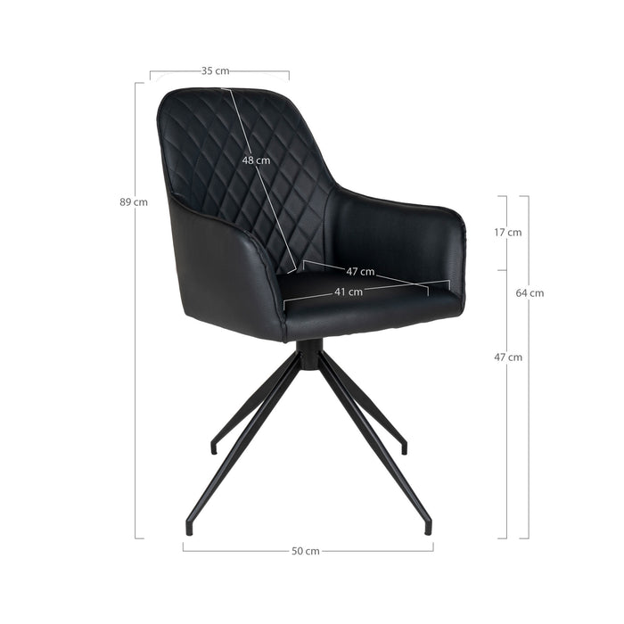 Harbo Spisebordsstol med Drejefod - sort - PU læder