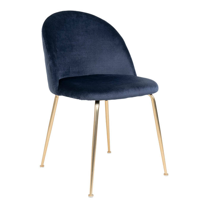2 stk. Geneve Spisebordsstol - blå - velour