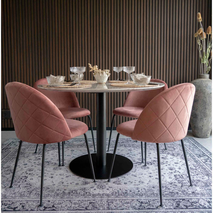 2 stk. Geneve Spisebordsstol - lyserød m. sorte ben - velour