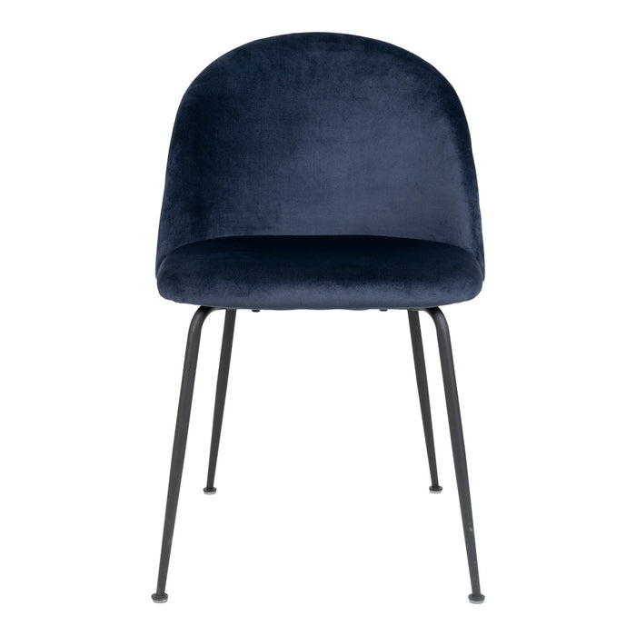 2 stk. Geneve Spisebordsstol - blå m. sorte ben - velour