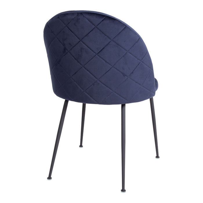 2 stk. Geneve Spisebordsstol - blå m. sorte ben - velour