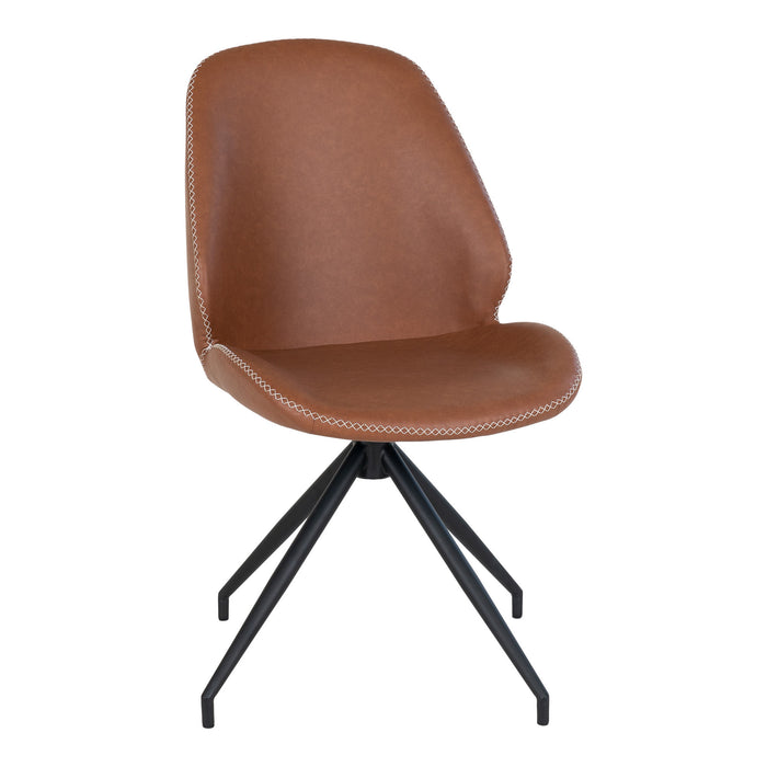 2 stk. Monte Carlo Spisebordsstol m. Drejefod - brun - PU læder