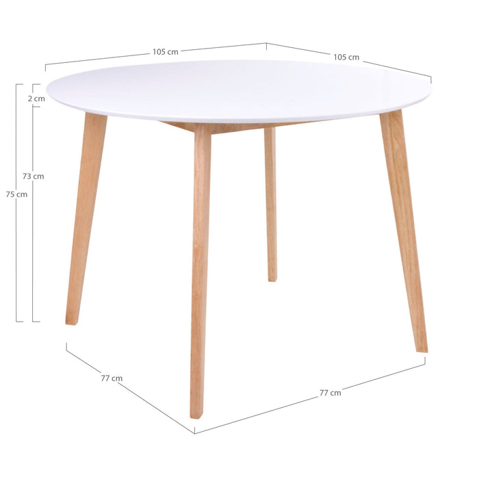 Vojens Spisebord - hvid - Ø105x75 cm