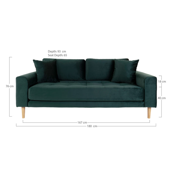 Lido 2,5 Personers Sofa - mørkegrøn - velour