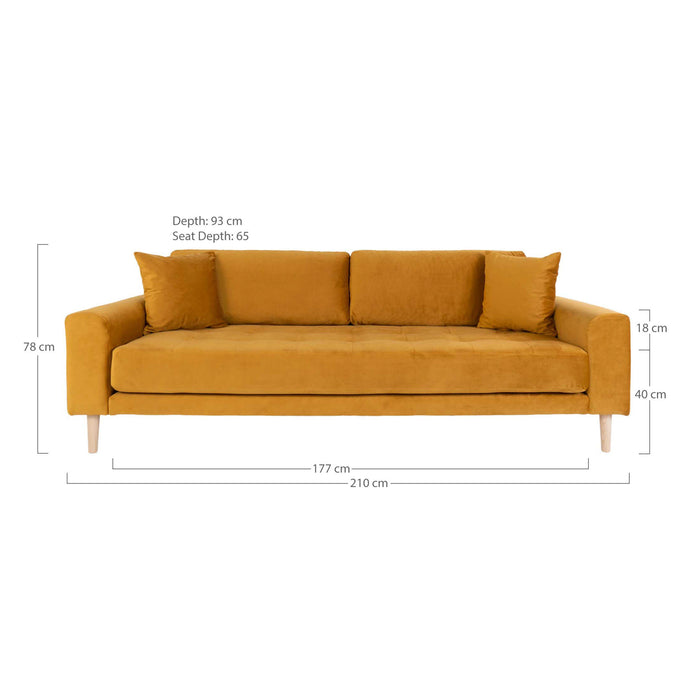 Lido 3 Personers Sofa - sennepsgul - velour