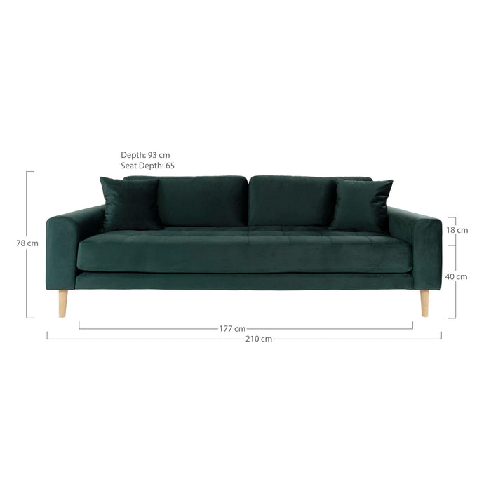 Lido 3 Personers Sofa - mørkegrøn - velour