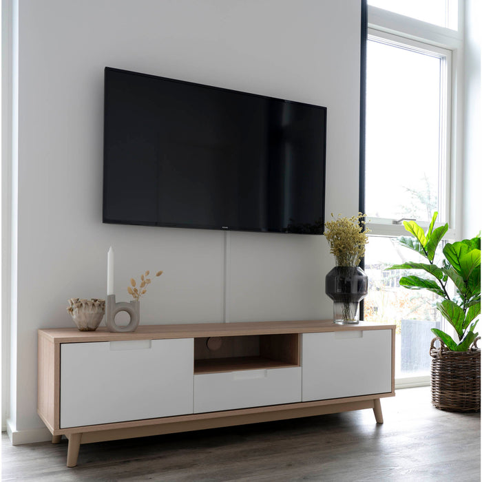 Copenhagen TV-bænk - hvid/naturlig - 150x38x46 cm