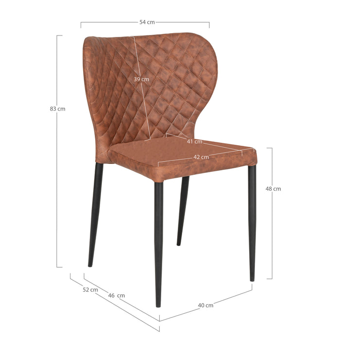 4 stk. Pisa Spisebordsstol - vintage brun - PU læder
