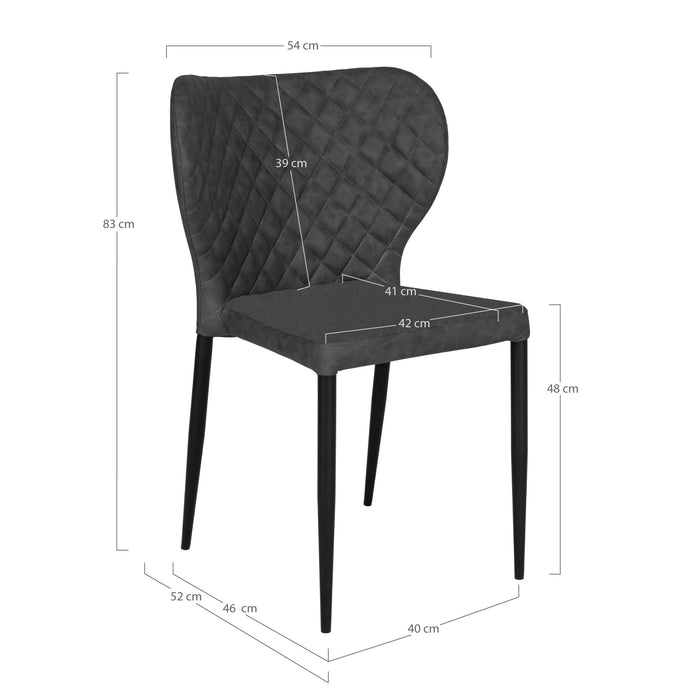 4 stk. Pisa Spisebordsstol - mørkegrå - PU læder