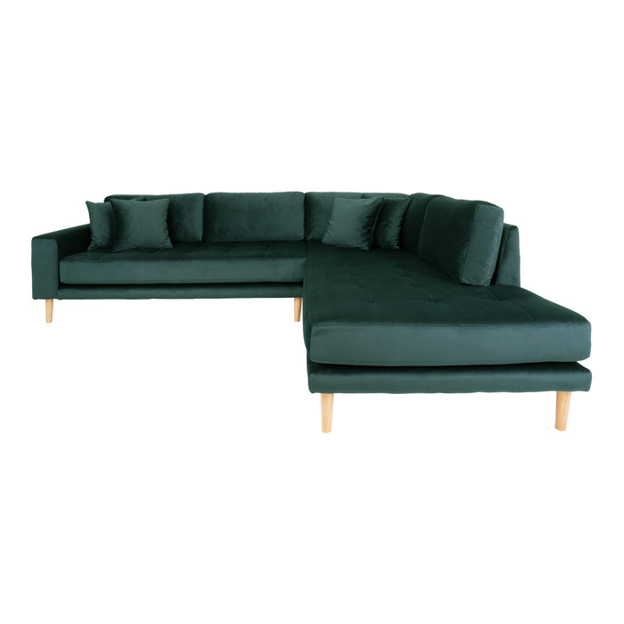 Lido Hjørnesofa Åben Ende - grøn - velour